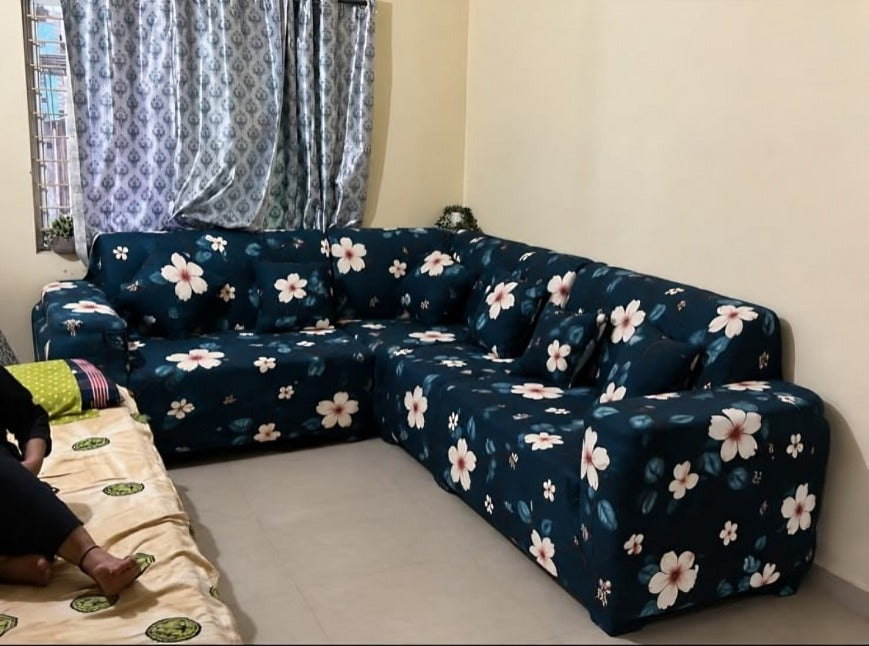 L SHAPE SUPER FURNISHING CORNER SOFA COVER SET