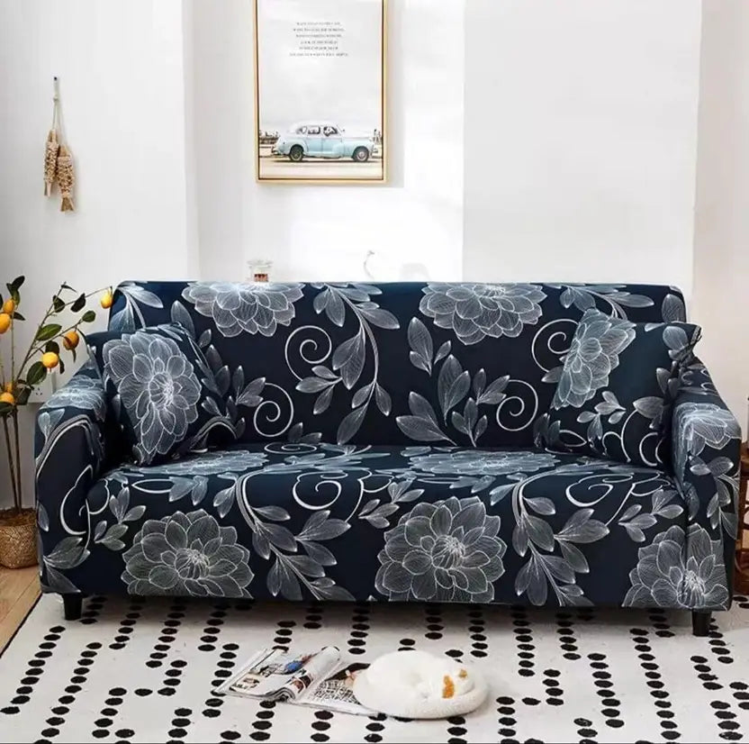 GREY Flooral - Luxury Quality Strechable &amp; Dust-proof Sofa Cover