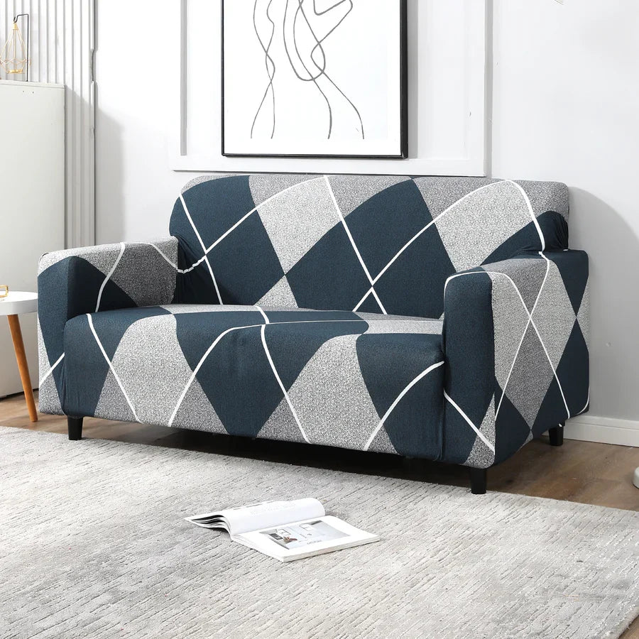 Checkerplaid Blue - Luxury Quality Strechable & Dust-proof Sofa Cover