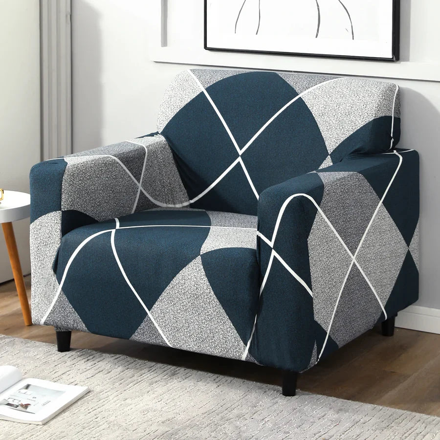 Checkerplaid Blue - Luxury Quality Strechable & Dust-proof Sofa Cover