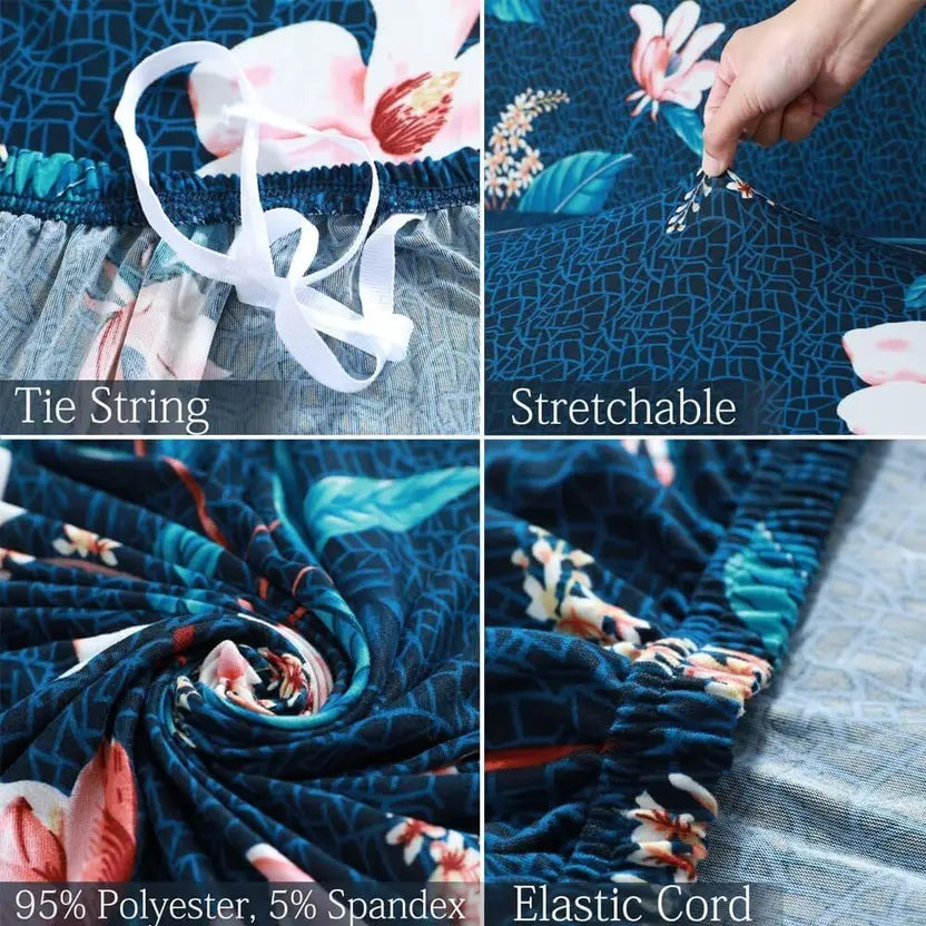 L Shape Sofa Cover- Floral Blue - Luxury Quality Strechable & Dust-proof Sofa Cover