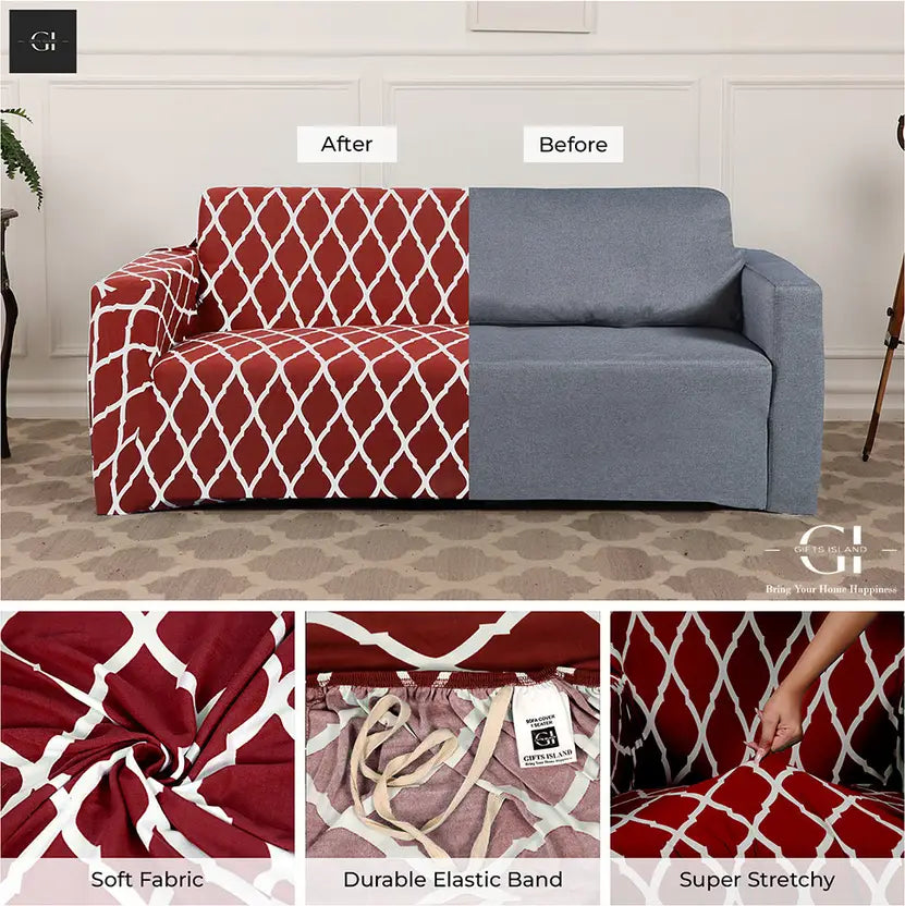 MAROON DIAMOND - Luxury Quality Strechable & Dust-proof Sofa Cover