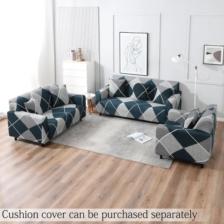 Checkerplaid Blue - Luxury Quality Strechable & Dust-proof Sofa Cover