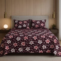 Purple Floral Print / Pure Cotton King Size Bedsheet - Super Furnishing