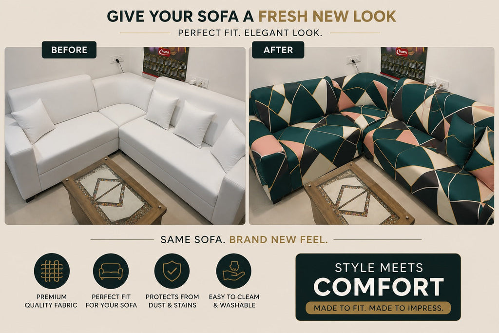 L SHAPE SUPER FURNISHING CORNER SOFA COVER SET
