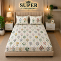 Ceramica Cotton Blend Elastic Fitted King Bedsheet with 2 Pillow Covers - SUPER FURNISHING  BUY 1 GET 1 FREE