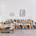 L Shape Sofa Cover-Prism Orange - Luxury Quality Strechable & Dust-proof Sofa Cover