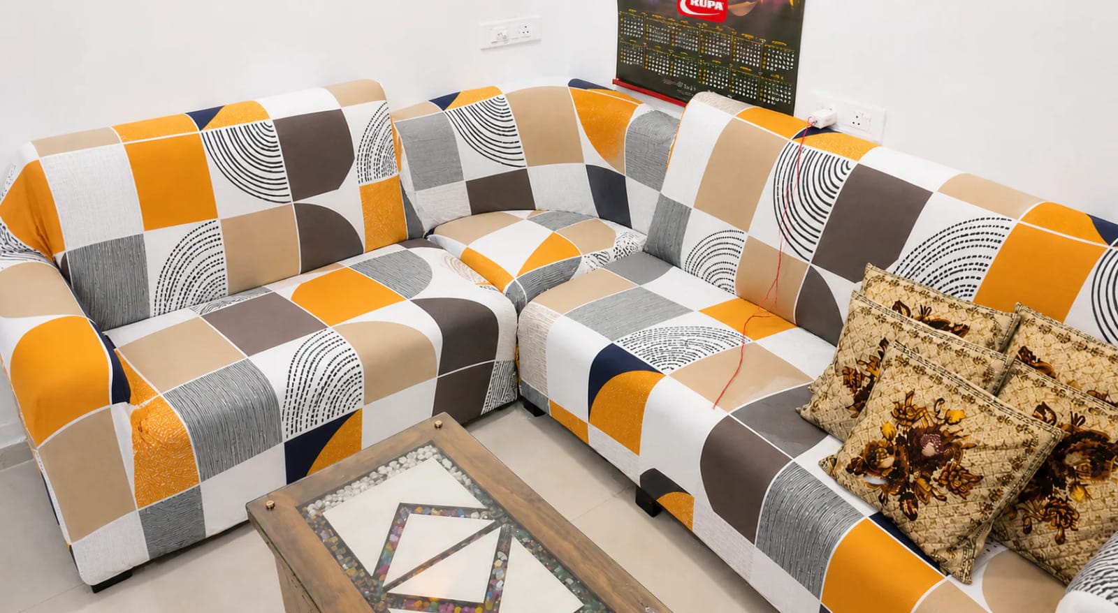 L SHAPE SUPER FURNISHING CORNER SOFA COVER SET
