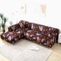 L Shape Sofa Cover- Choco Leaf - Luxury Quality Strechable & Dust-proof Sofa Cover