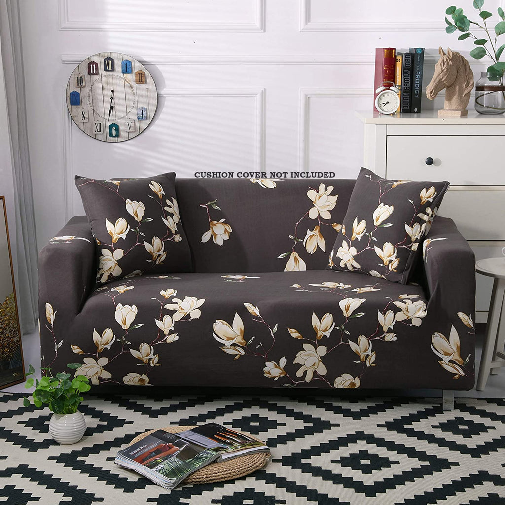 Brown Flooral - Luxury Quality Strechable & Dust-proof Sofa Cover