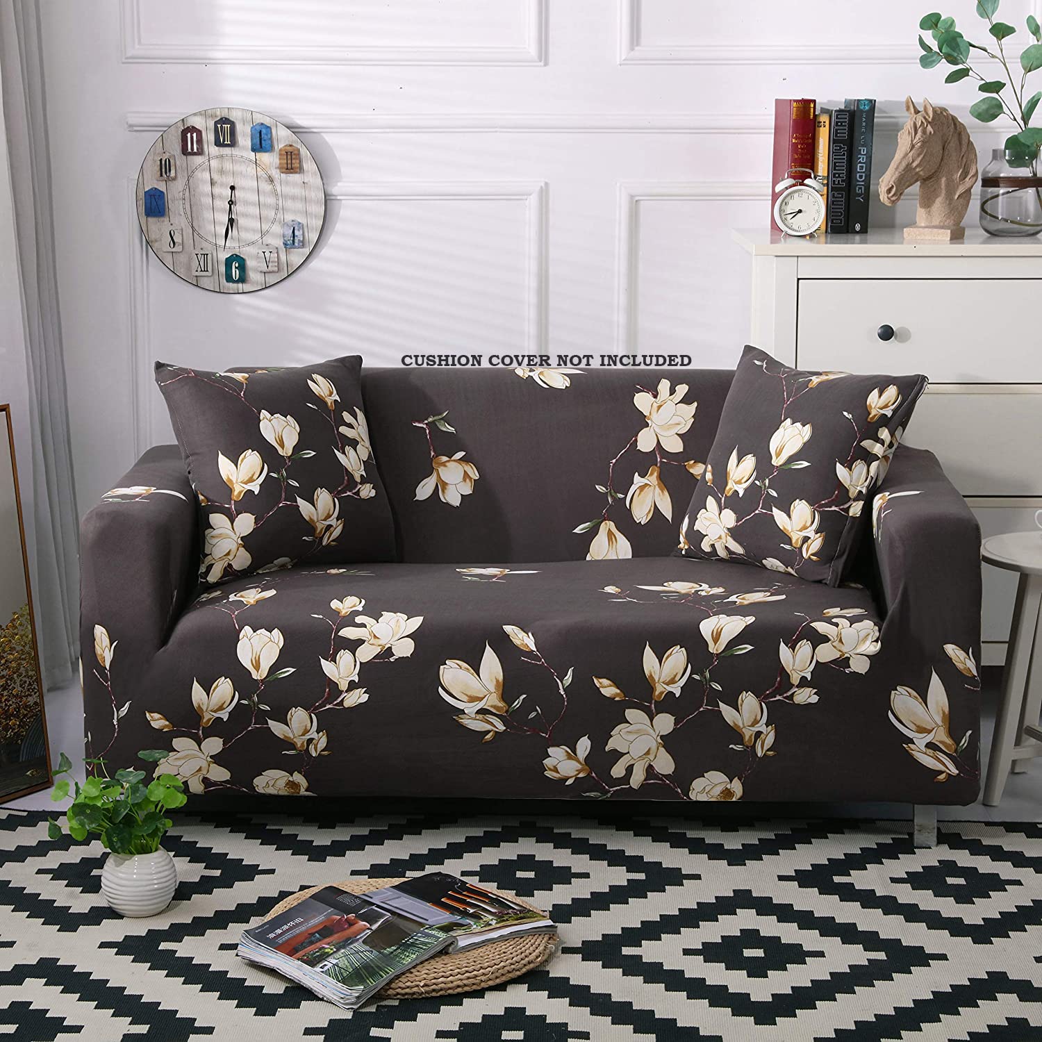 Brown Flooral - Luxury Quality Strechable & Dust-proof Sofa Cover