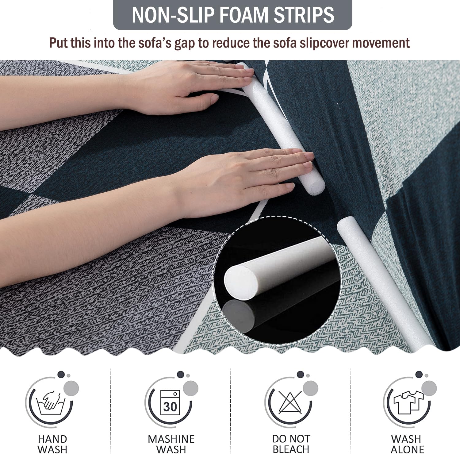L Shape Sofa Cover-Checkerplaid Blue- Luxury Quality Strechable & Dust-proof Sofa Cover