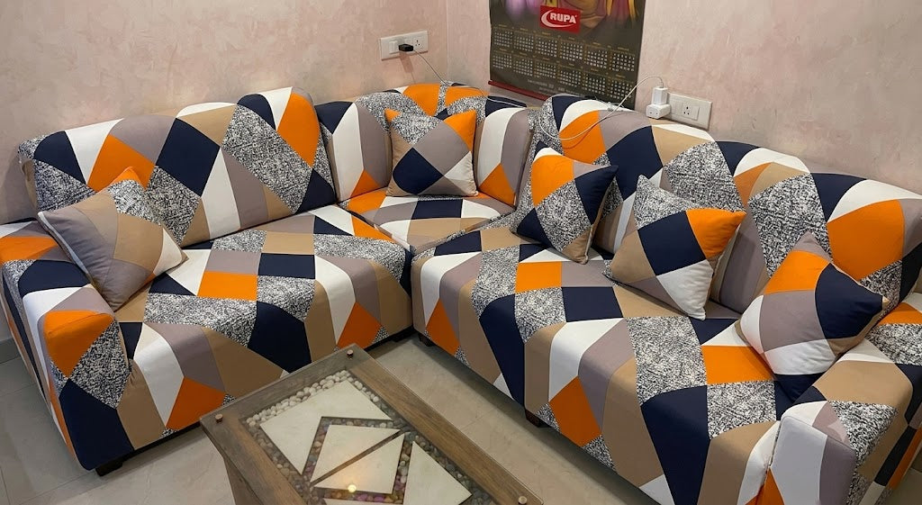 L SHAPE SUPER FURNISHING CORNER SOFA COVER SET