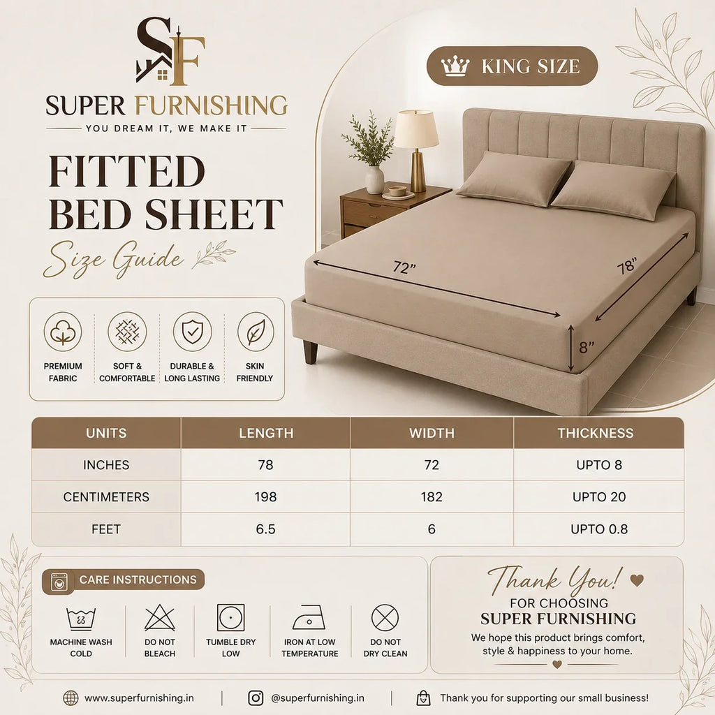 Blue Floral Cotton Elastic Fitted King Size Double Bed Bedsheet with 2 Pillow Covers - SUPER FURNISHING  BUY 1 GET 1 FREE