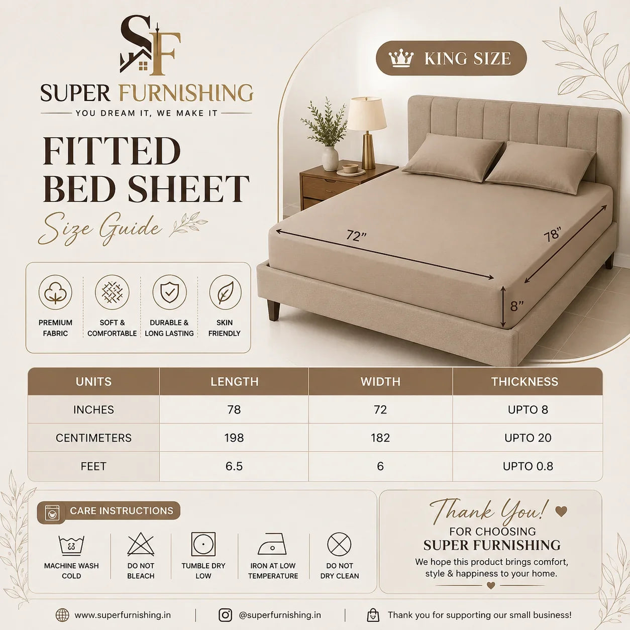 Blue Floral Cotton Elastic Fitted King Size Double Bed Bedsheet with 2 Pillow Covers - SUPER FURNISHING  BUY 1 GET 1 FREE