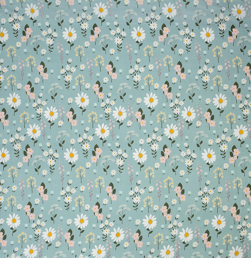 Blue Floral Cotton Elastic Fitted King Size Double Bed Bedsheet with 2 Pillow Covers - SUPER FURNISHING  BUY 1 GET 1 FREE