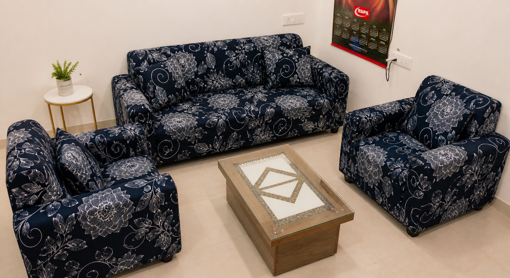 GREY Flooral - Luxury Quality Strechable &amp; Dust-proof Sofa Cover