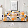 ORANGE SQUARE ABSTRACT-Luxury Quality Strechable & Dust-proof Sofa Cover