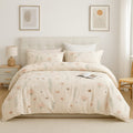 Light Cream Pastel Floral Print/ Pure Cotton King Size Bedsheet - Super Furnishing
