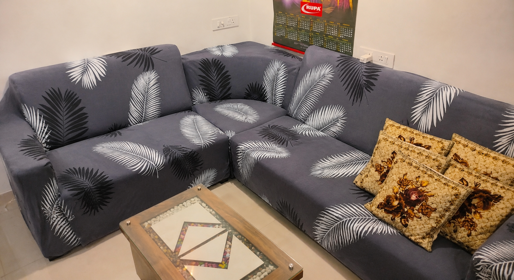 Charcoal Fern - Luxury Quality Strechable & Dust-proof Sofa Cover