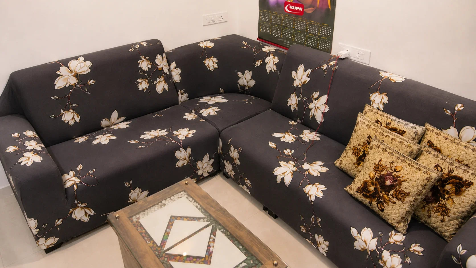 L SHAPE SUPER FURNISHING CORNER SOFA COVER SET
