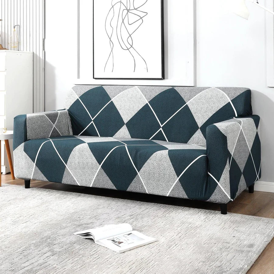 Checkerplaid Blue - Luxury Quality Strechable & Dust-proof Sofa Cover